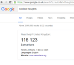 Google search with Samartians helpline 116123