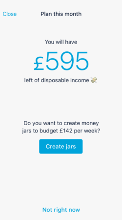Screen showing remaining money after recurring payments