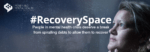 Recovery space campaign graphic with a woman by the window