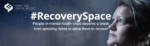 Recovery space campaign graphic with a woman looking out the window