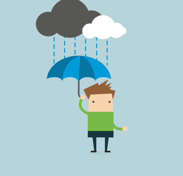 Man with umbrella graphic for recovery space blog