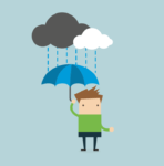 Man with umbrella graphic for recovery space blog