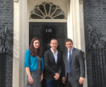 Luciana Martin and Johnny outside number 10