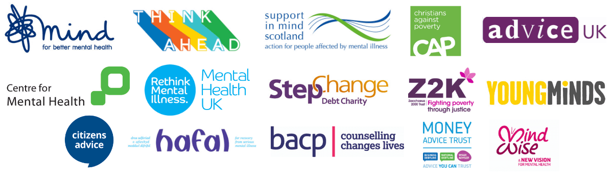 The logos of charities supporting our campaign