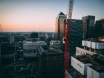 sunset over canary wharf