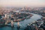 Ariel view of London featuring the river thames