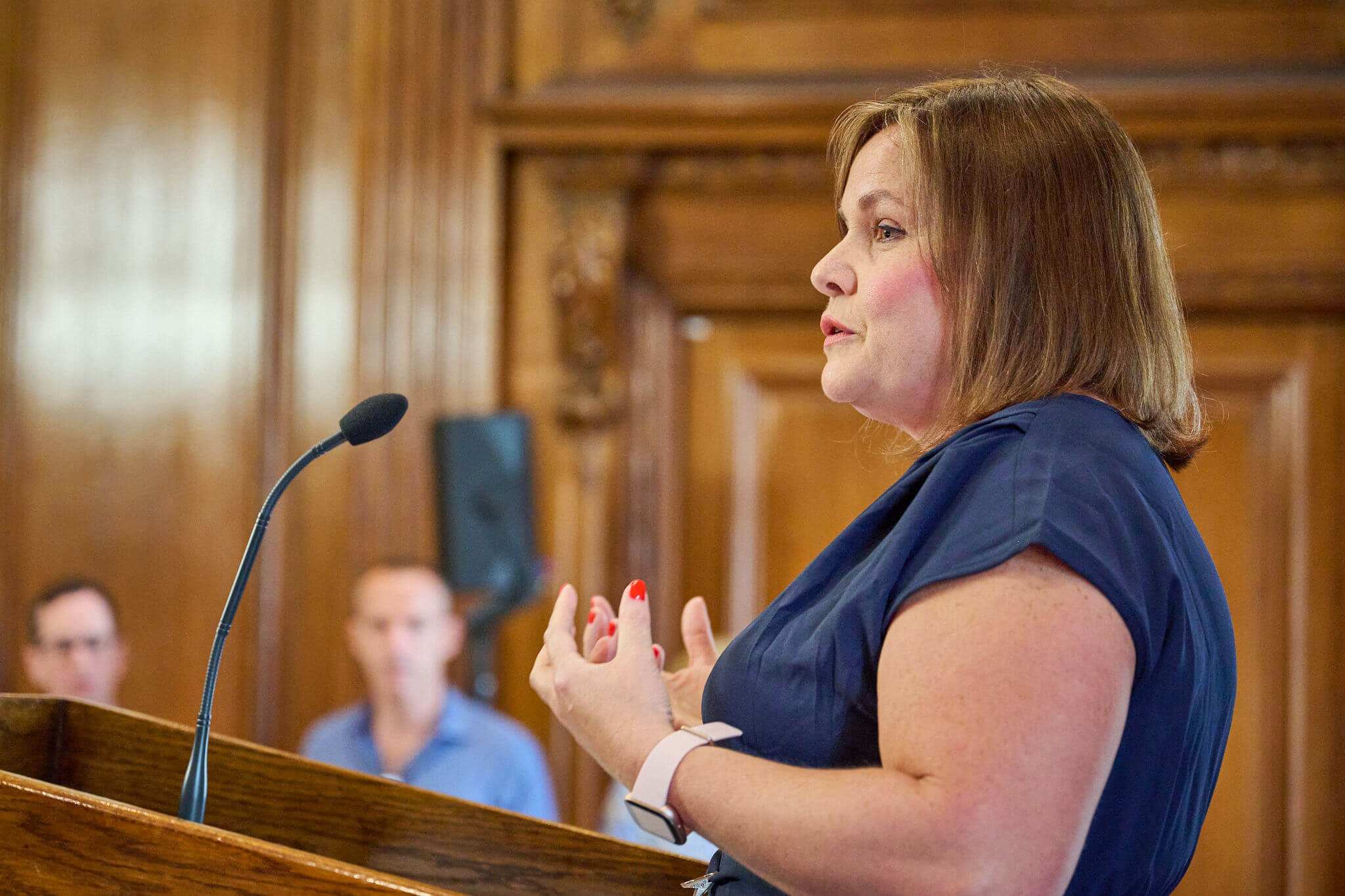 Nikki Bond speaking at Money and Mental Health's Breaking the cycle launch event.