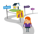 A section of the front cover of No place like home, Money and Mental Health's report on mortgages and how better to support people with mental health problems in, or at risk of, arrears.