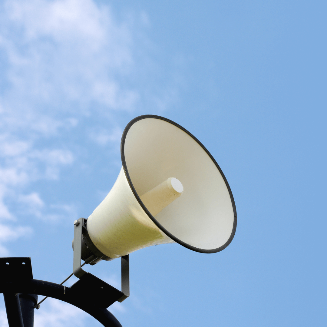 A loudhailer or loudspeaker.