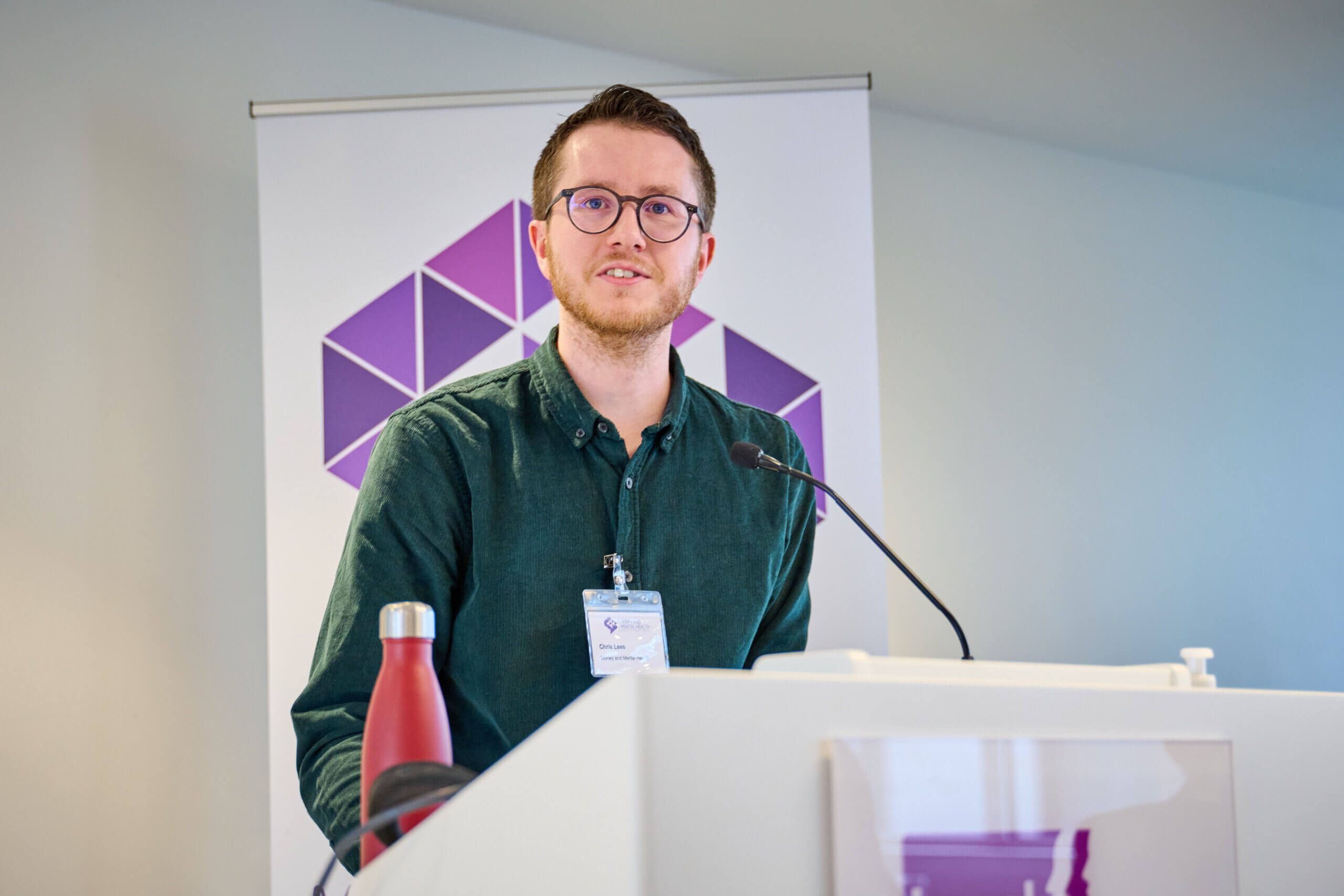 Chris Lees speaking at Money and Mental Health's launch event for Always on your mind.