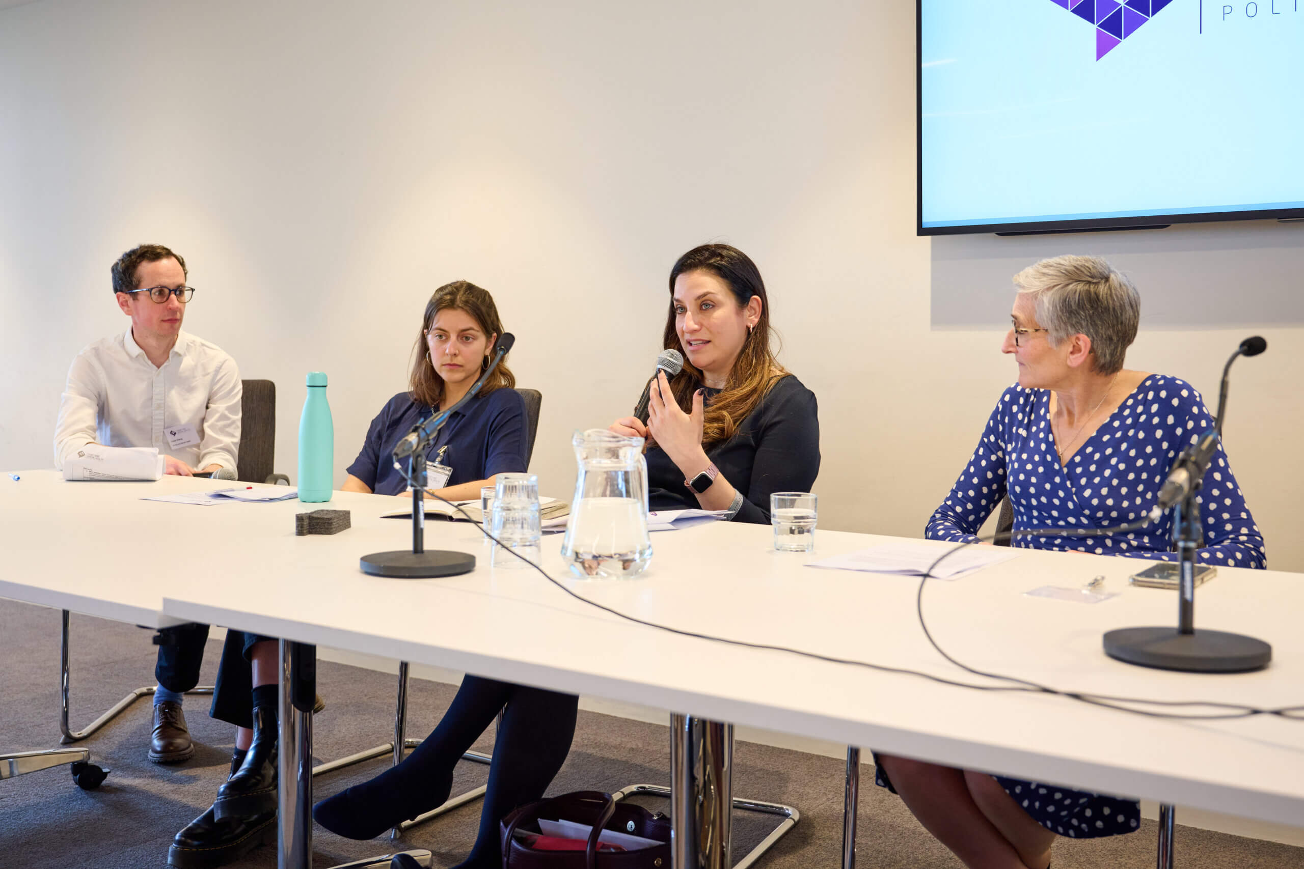 Conor D'Arcy, Becca Stacey, Luciana Berger and Clare Moriarty on the panel at Money and Mental Health's launch event for Always on your mind.