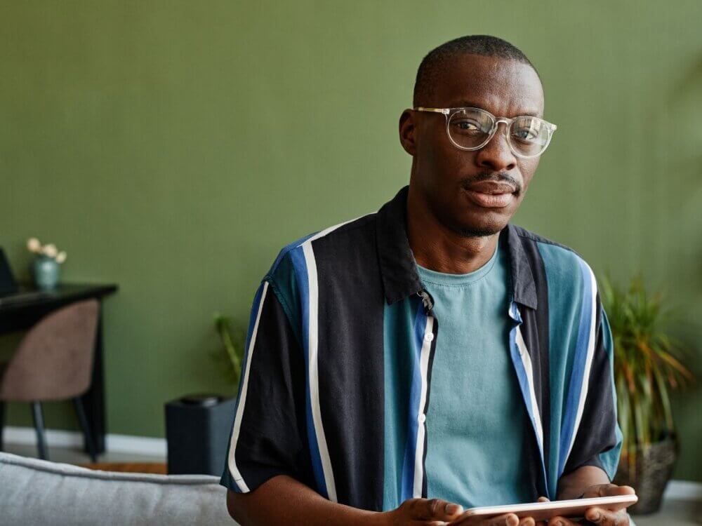 A man looking concerned.