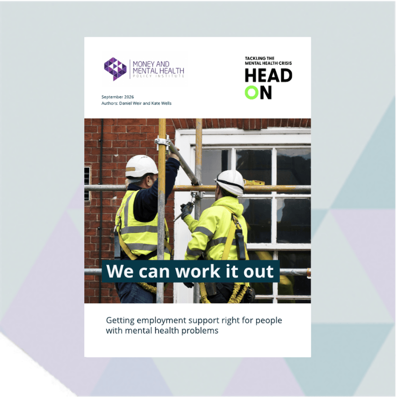 The front cover of We can work it out - a Money and Mental Health paper on employment support, sponsored by the Head On campaign.