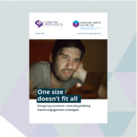 Front cover of One size doesn't fit all - a Money and Mental Health report on designing customer-centred gambling harms engagement strategies.